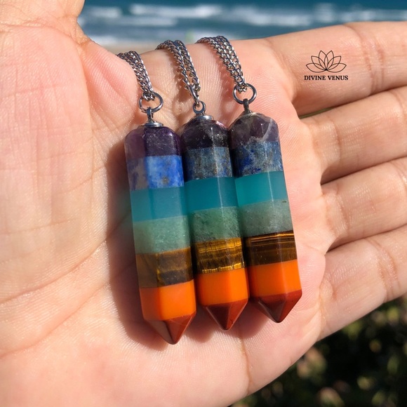 7 Chakra Pendulum Necklace - Picture 5 of 12